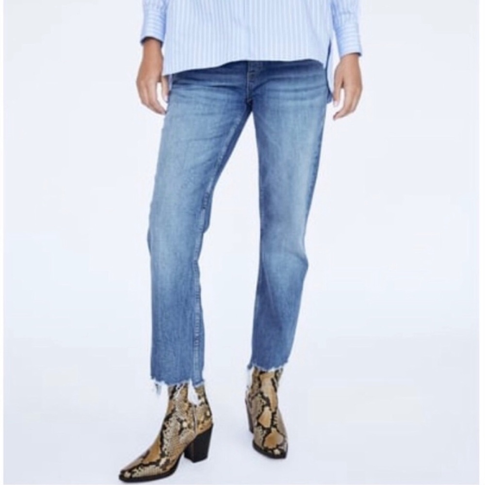 Zara Maternity Raw Hem Straight Leg Jeans NWT L